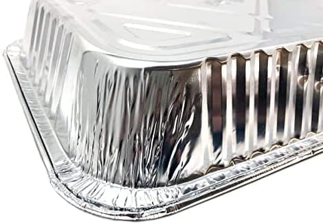 WSHA 8 Pack Full Size Deep Steam Pans, Disposable to go Foil Pan for Chafing, Baking, Storing Serving Trays Containers with Lids, 27x 31 x 4cm