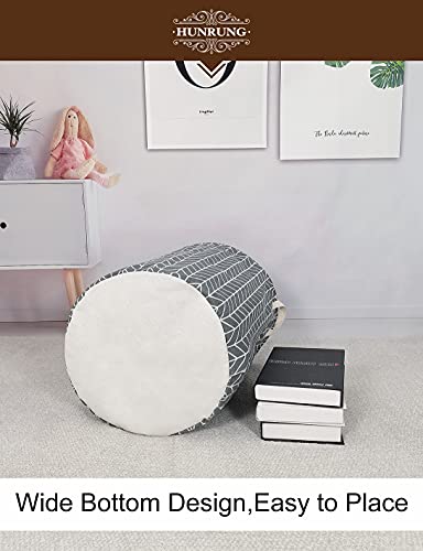 Hunrung Laundry Hamper,Large Canvas Fabric Lightweight Storage Basket Toy Organizer Dirty Clothes Collapsible Waterproof For College Dorms, Children Bedroom,Bathroom (Grey Point) #TOP4