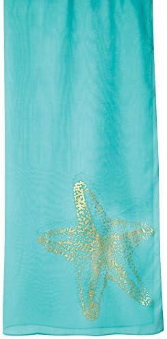 Mud Pie Women's Fashion Resort Wear Shimmer Sea Life Sheer Scarves (Aruba Blue Starfish)
