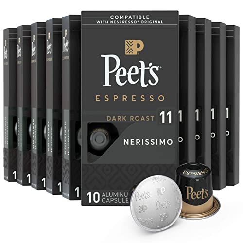 Peet's Coffee, Dark Roast Espresso Pods Compatible With Nespresso Original Machine, Nerissimo Intensity 11, 100 Count (10 Boxes Of 10 Espresso Capsules) #TOP27