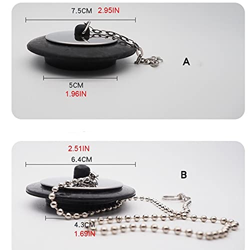 Bouchon de baignoire Shoke durable en caoutchouc et chaîne finition Argento