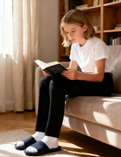Image of KEREDA Girls School Uniform Slim Fit Pants with Pockets School Skinny Pants