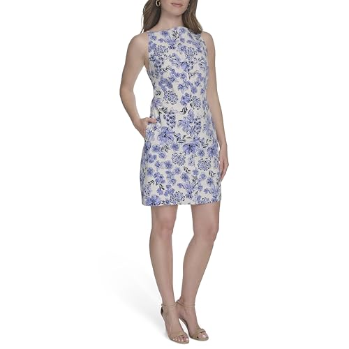 Image of Tommy Hilfiger Women's Sleeveless Square High Neck Shift Mini Dress