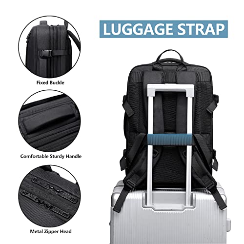 Travel-Laptop-Backpack-Extra-Large-25-40L-Expandable-Carry-On-Backpack-for-Women-Men-with-USB-Charging-Port-Water-Resistant-Luggage-Computer-Backpacks-Bag-Fits-173-Inch-Laptop-and-Notebook-Black
