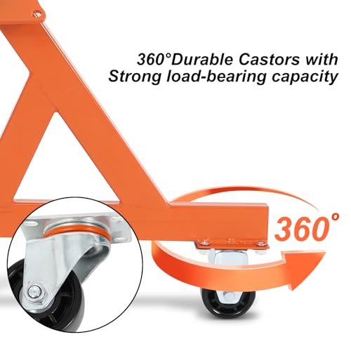 Image of Metal Engine Stand for LS Series V8 Engines - Heavy Duty Steel Cradle (2 PCS), Rolling Storage Stand with Swivel Casters, Engine & Transmission Storage Support, Orange