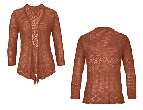 Image of Nulibenna Womens Sheer Shrug Sweaters 3 /4 Sleeve Open Front Tie Cardigan Bolero Jacket Lightweight Crochet Knit Cover Up Tops