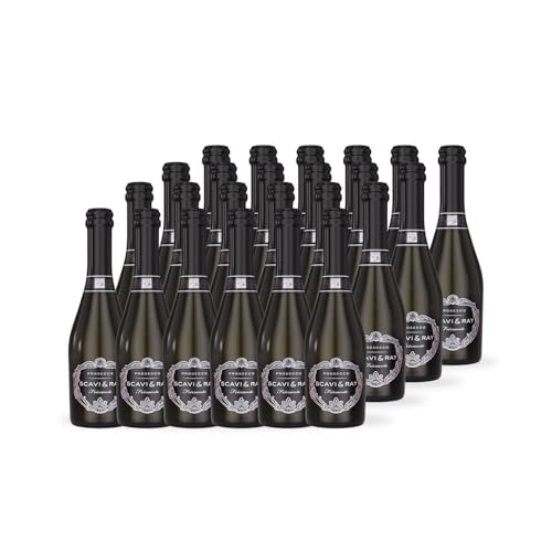 SCAVI & RAY Prosecco DOC Frizzante Piccolo, 24 x 0,2l trockener Prosecco aus Italien, fruchtig frisch in 0,2l Flaschen, 10,5% Vol. Alkohol, ideal für unterwegs oder den kleinen Genussmoment