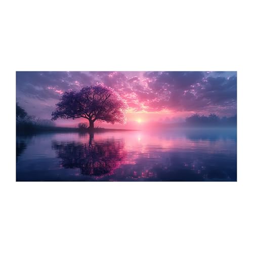 Tableau nature pour grand mur vide salon moderne paysage foret pourpre