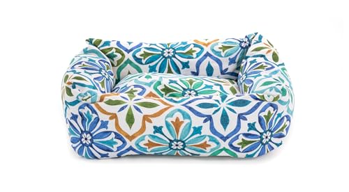 Record - Cuccia per Cani e Gatti Ionio in Cotone, Colore: Azzurro, 70x50x17h cm. Lettino imbottito per animali a rapida asciugatura, morbido e accogliente. Cuscino rettangolare per cani e gatti.