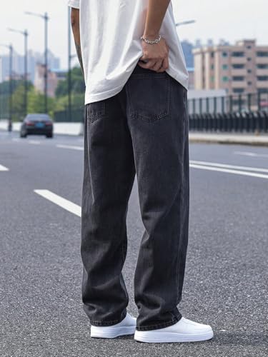 Image of KOTTY Men's Loose Fit Baggy Jeans - Relaxed Wide Leg Denim with Fashionable Urban Streetwear Look