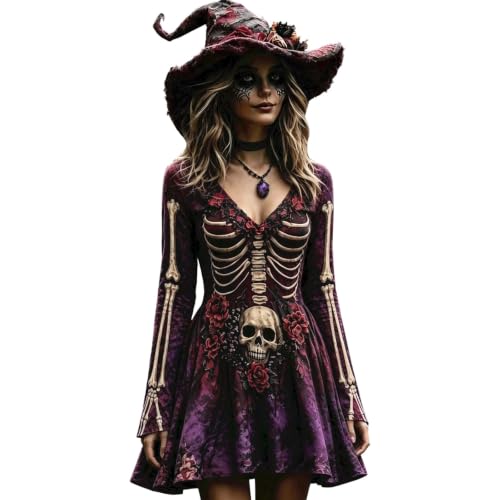 Halloween Dress,Halloween Cosplay Witch Dresses Purple,XL - image 2