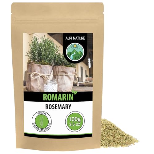 Alpi Nature Romarin 100g, Feuilles de Romarin Séchées et Frottées pour la Cuisine