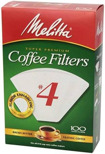 Melitta #4 Cone Coffee Filters, White, 100 Count