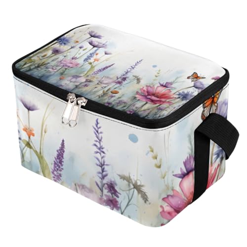 GzLeyigou Lunch Bags for Women Men 9 Cans,Colorful Herbs Flowers Hot & Cold Food Delivery Bag Insulated Grocery Bag Insulated Lunch Box Floret Cooler Bag for Office Work Picnic Beach