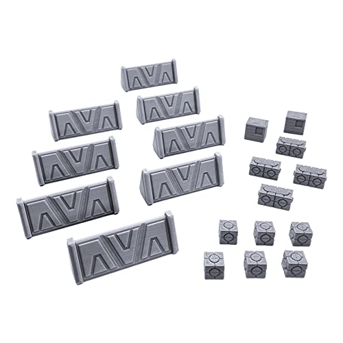 EnderToys Galactic Legion Barricades & Crates, 3D Printed Tabletop RPG Scenery and Wargame Terrain for 28mm Miniatures