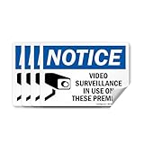 SmartSign (Pack of 4) 5 x7 inch “Notice - Video Surveillance in Use On These Premises” Labels with Symbol, 5 mil Laminated Polyester with SuperStick Adhesive, Blue, Black and White, Made in USA