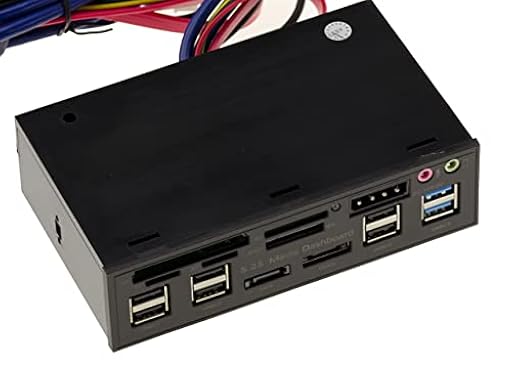 KALEA-INFORMATIQUE Panel Frontal para bahía multipuerto de 5,25: CF SD MicroSD MMC USB2 USB3 eSATA SATA Audio 12V 5V | Ya disponible en tu tienda friki favorita! En mundofriki.es!