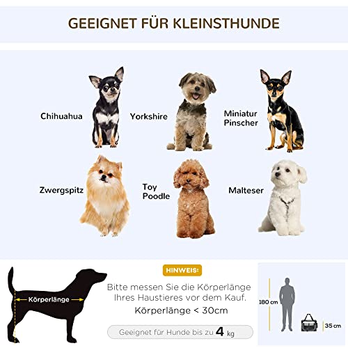 PawHut Hundebox faltbar Hundetransportbox 50,5 x 33,5 x 35 cm Transportbox mit Handgriff, Tasche Transporttasche Hundetasche für kleine Hunde Grau