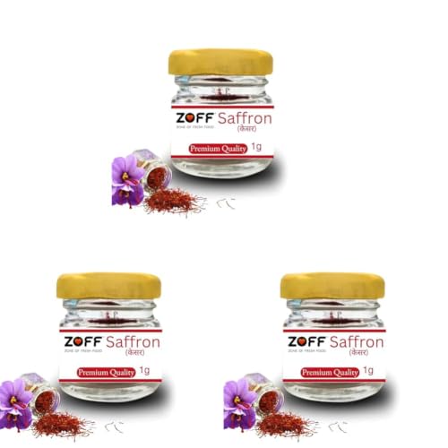 Image of Zoff kesar saffron original- Premium Kashmiri kesar saffron- Hand-Picked & Naturally Aromatic -Perfect for Cooking, Desserts & Wellness -Net Weight: 1g (Pack of 3)