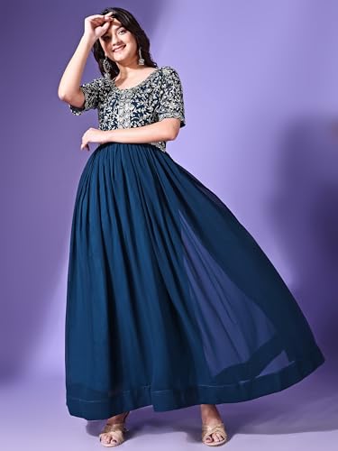 Image of Fashion Basket Georgette Embroidered Anarkali Dress for Women