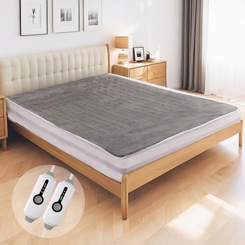 YAKEE Electric Mattress Pad Queen Size 60"x80", Dual Control,Soft...
