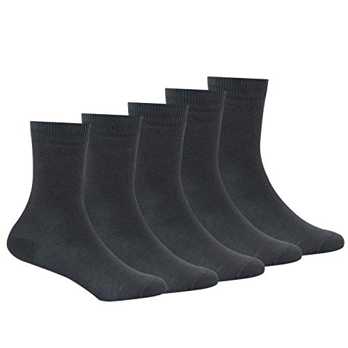 Kids Pack of 5 School Uniform Combed Cotton Socks, Color : Grey, SIZE: 11 TO 12 YEARS