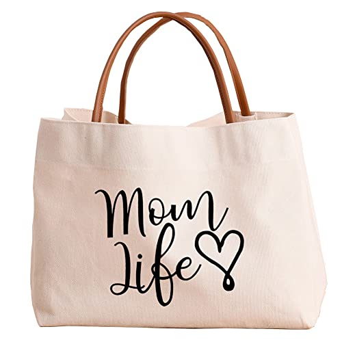 Image of kifasyo Mom Mama Bag Mother Gifts Momlife Tote for Hospital, Shopping, Beach, Travel