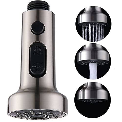 LikeHome Pull Out Spray Head for Pull Down Kitchen Faucet 3 Function Replacement Part for Pull Down Sink in Brushed Nickel Finish