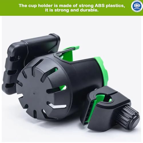 Image of Safe-O-Kid Stroller Cup Holder with Phone Organizer /Holder, Universal Cup Holder for Bottle with Handle, 360 Degrees Rotation Bottle Holder for Stroller, Pushchair, Wheelchair, Walker -Black