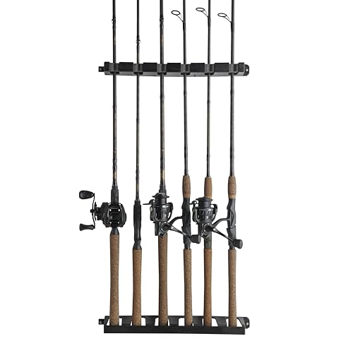 Image of Berkley Vertical Fishing Rod Rack, Stores 6 Rods, Black, Soft Foam Grip Pads Protect Rod Finishes, Durable Construction, Easy to Mount with Common Tools