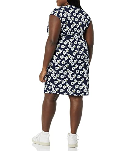 Image of Amazon Essentials Women's Classic Cap Sleeve Wrap Dress with V Neck, Pleated Waist (Available in Plus Size)