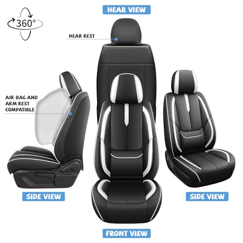 Image of ILMO Seat Covers for Chevy Silverado 1500 2007-2026 (Black&White,Front Set)