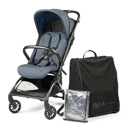 PEG Leichter Buggy Volo mit Regenschutz, Handgepäckgröße, Flugzeuggeeignet, Kompakt, Ab Geburt bis 22 kg, Reisetasche Inklusive, Blue Cameo