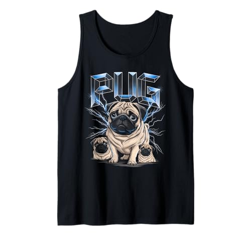 El mejor perro Pug Dog Dad Heavy Metal Dog Mom Thunder Puppy Camiseta sin Mangas