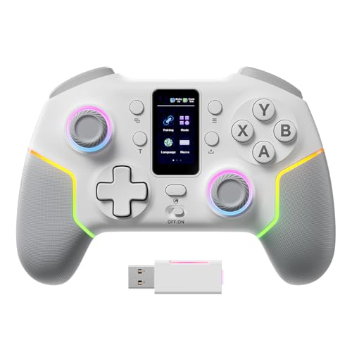 Image of ECHTPower Wireless PC Gaming Controller with TFT Screen, Hall-Effect Joysticks No Drift, 1000Hz Polling, Dual Hall Triggers, Turbo & RGB, Multi-Platform PC Controller for Windows /Switch /Android /iOS