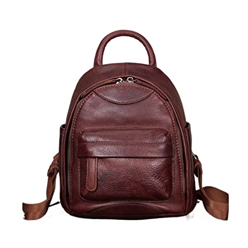 WOTZOV Bolsos de Cuero para computadora portátil para Mujer, Mochilas, Mochilas Casuales, Bolsos de Noche, Bolsos de Viaje, Bolsos de Mano, Mochilas Escolares de 8 Pulgadas,Rojo