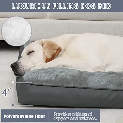 Dog-Crate-Bed-Waterproof-Deluxe-Plush-Dog-Beds-with-Removable-Washable-Cover-Anti-Slip-Bottom-Pet-Sleeping-Mattress-for-Large-Medium-Jumbo-Small-Dogs-41-x-27-inch-Gray
