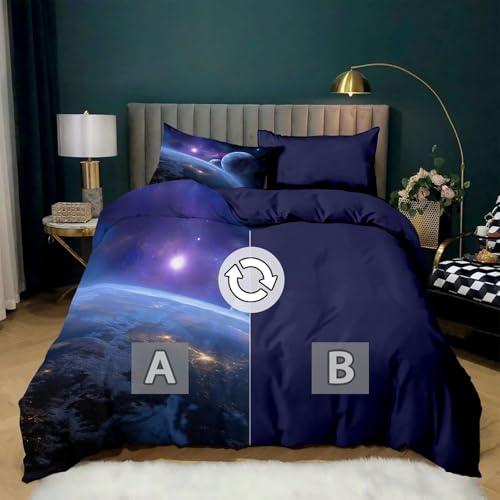 Housse de Couette 140x200cm Univers Interstellaire Parure de Lit Fiction Housse Couette Respirable Légère Microfibre Literie avec Fermeture Éclair pour avec...
