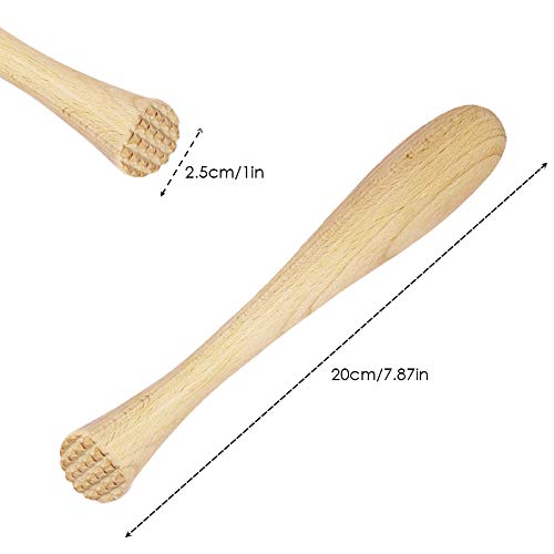 Set Of 2, Cocktail Muddler Wood Bar Muddler, Dakuan Wooden Cocktail Muddler For Making Cocktails And Juice Drinks Tools（7.87 In/ 20 Cm） #TOP6
