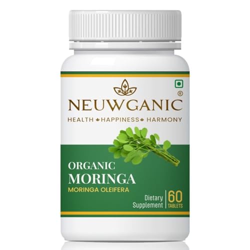 Image of Organic Moringa Tablets - 600 mg 60 Tablets - Drumstick Leaf Tablets - Good for Hair & Skin - Rich Source of Calcium - Promotes Healthy Joints - Increase Metabolism