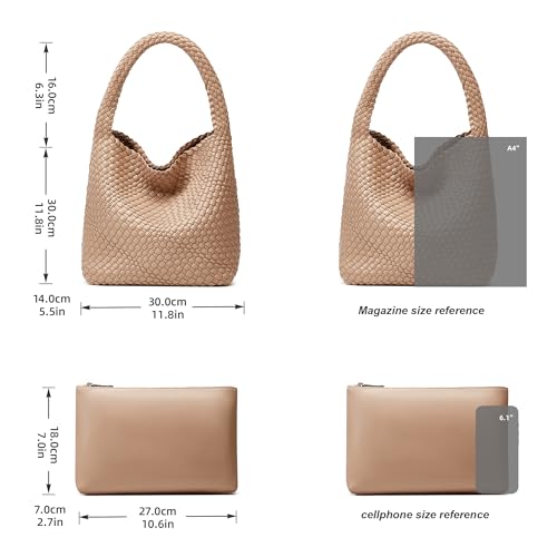 Bolso Tote tejido para mujer vegano con cierre magnético miniatura 5