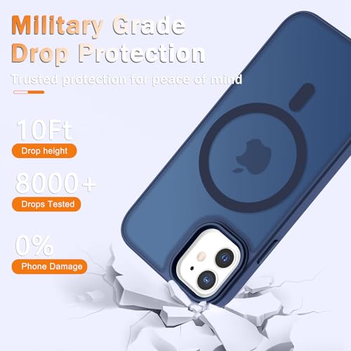 Image of YENAPOON for iPhone 12 Pro /iPhone 12 Case, Matte Magnetic Case, Navy Blue