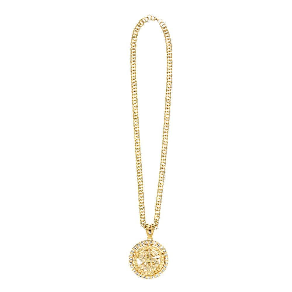 Boland 64572 Dollar Deluxe Necklace, 70 cm, Chain with Pendant, Gold, Fashion Jewellery, Accessories for Costumes, Carnival, Theme Party