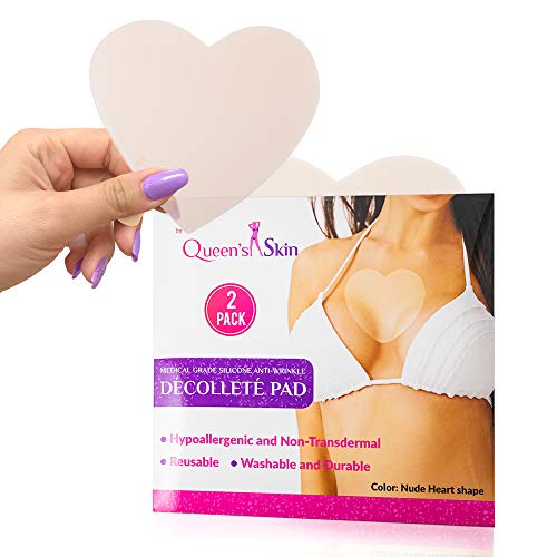Anti Wrinkle Chest Pad for Decollete Medical Grade Silicone Wrinkle Free to eliminate and prevent wrinkles, Hypoallergenic, Chemical & Fragrance-free- Reusable -Pack of 2.