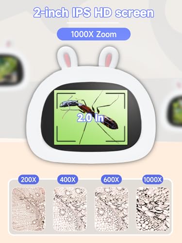 Image of Acoath Microscope for Kids, 1000X Handheld Digital Miniscope with 2.0 inch Screen, Portable Pocket Microscope Education Toys Birthday Gifts for Age 3 4 5 6 7 8 9 10 Girls Boys