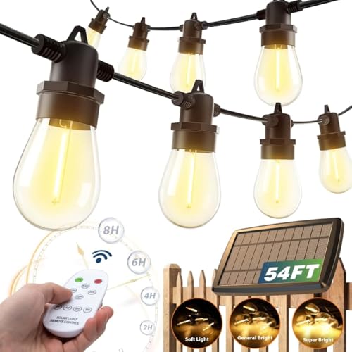 addlon 54FT(48+6) Solar String Lights Outdoor Waterproof with USB...