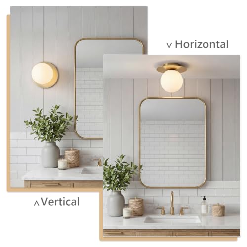 Image of Mid-Century Wall Sconces Ceiling Light Fixture,Gold 2 Pack | Modern Globe Sconces Indoor Hardwired Wall Lights for Hallway Office Porch Bedroom Living Room Stairway