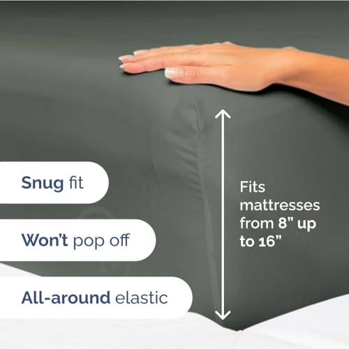 Image of King Size 4 Piece Sheet Set - Ultra Soft & Cooling Sheets - Gunmetal Grey | Fits 8 Inch to 16 inch Mattress, Wrinkle Free & Fade Resistant with Deep Pockets, Breathable, Comfy Hotel Luxury Bedding