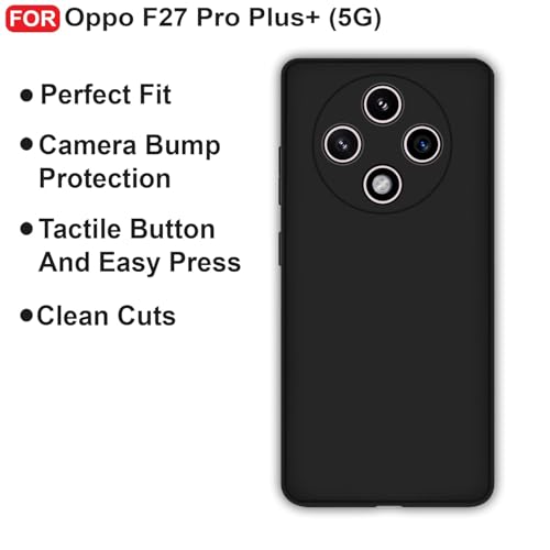 Image of for [ Oppo F27 Pro Plus 5G ] Liquid Silicone Back Case Cover Flexible |Inner Lining| with Camera Protection Back Cover for [ Oppo F27 Pro Plus 5G ] - Black