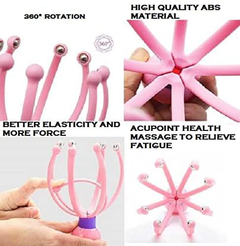 Top Select Head Scalp Massager Roller Ball Claw for Headache Stress Release Head Scratcher Relieves Stress and Tension, Flexible, Portable Scalp Massager.